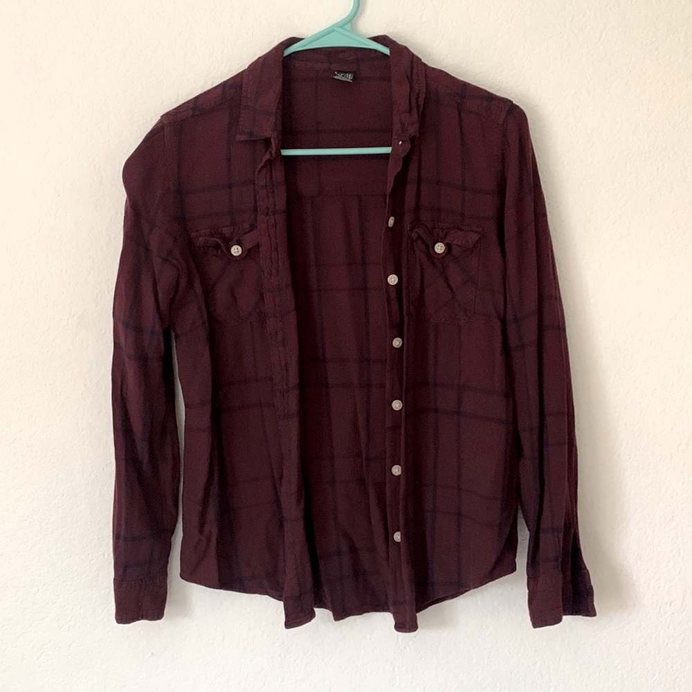 Thin cotton shirt with plaid pattern, size S